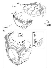 Blower Housing Group Diagram and Parts List for 61A277-0101-J1 400000 - 699999 Briggs and Stratton Engine